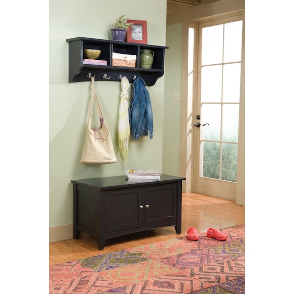 Alaterre Furniture Shaker Cottage Storage Coat Hook with Cabinet Bench Set, Charcoal Gray ASCA0405BL - main
